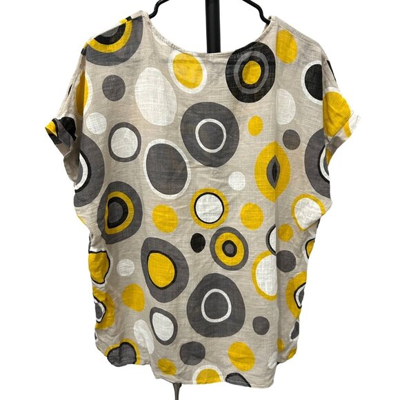 Retro 1988 Made In Italy 100% Cotton Circle Patterned Top - Picture 2 of 8